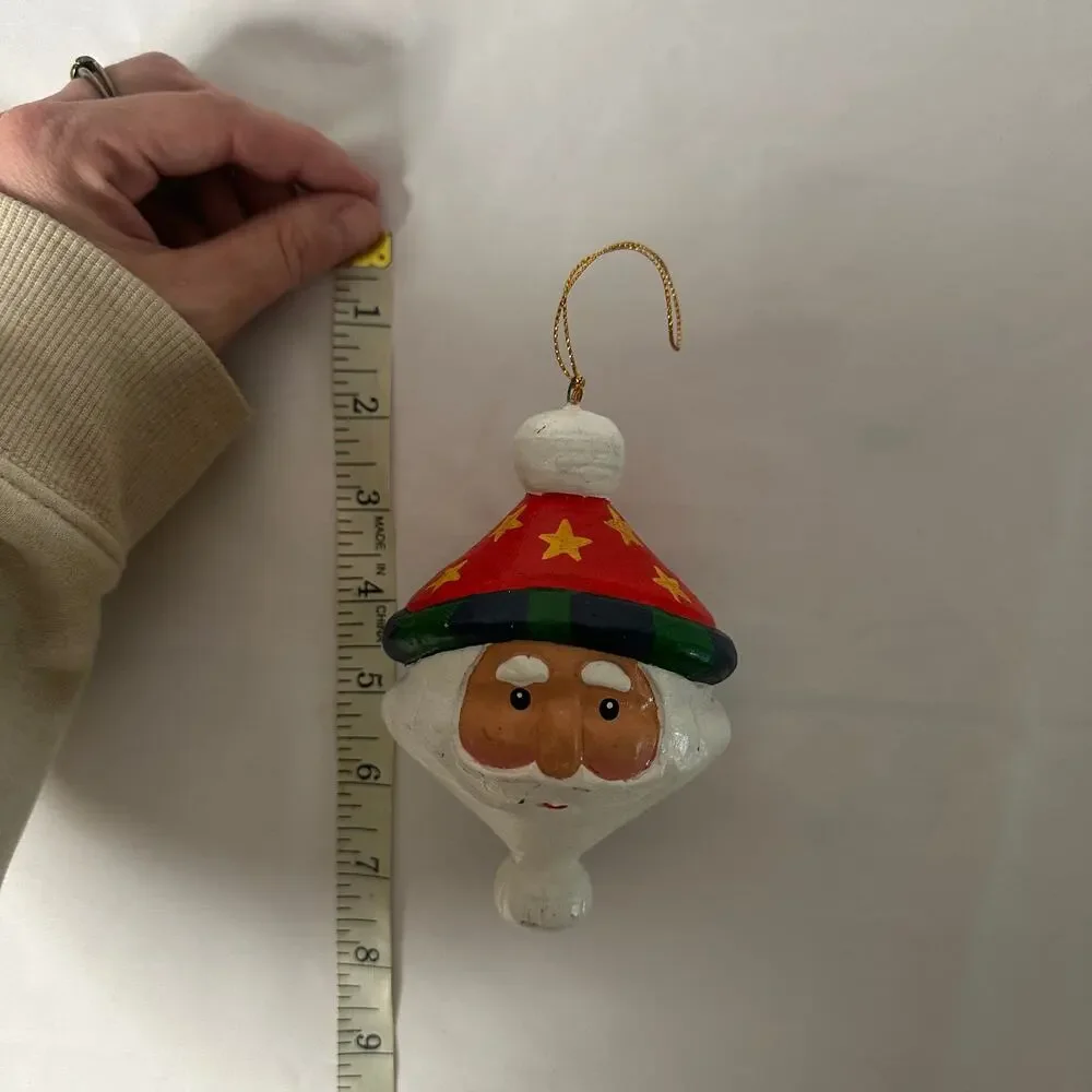 Vintage Wooden Santa Kris Kringle Christmas Tree Ornament